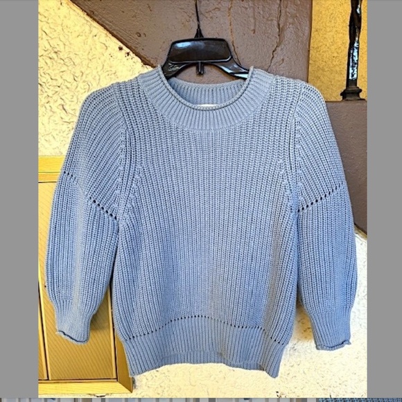 FRAME Puff-Sleeve Chunky Ribbed Knit Cotton/Cashmere Sweater NWOT/sz XS - Picture 11 of 15
